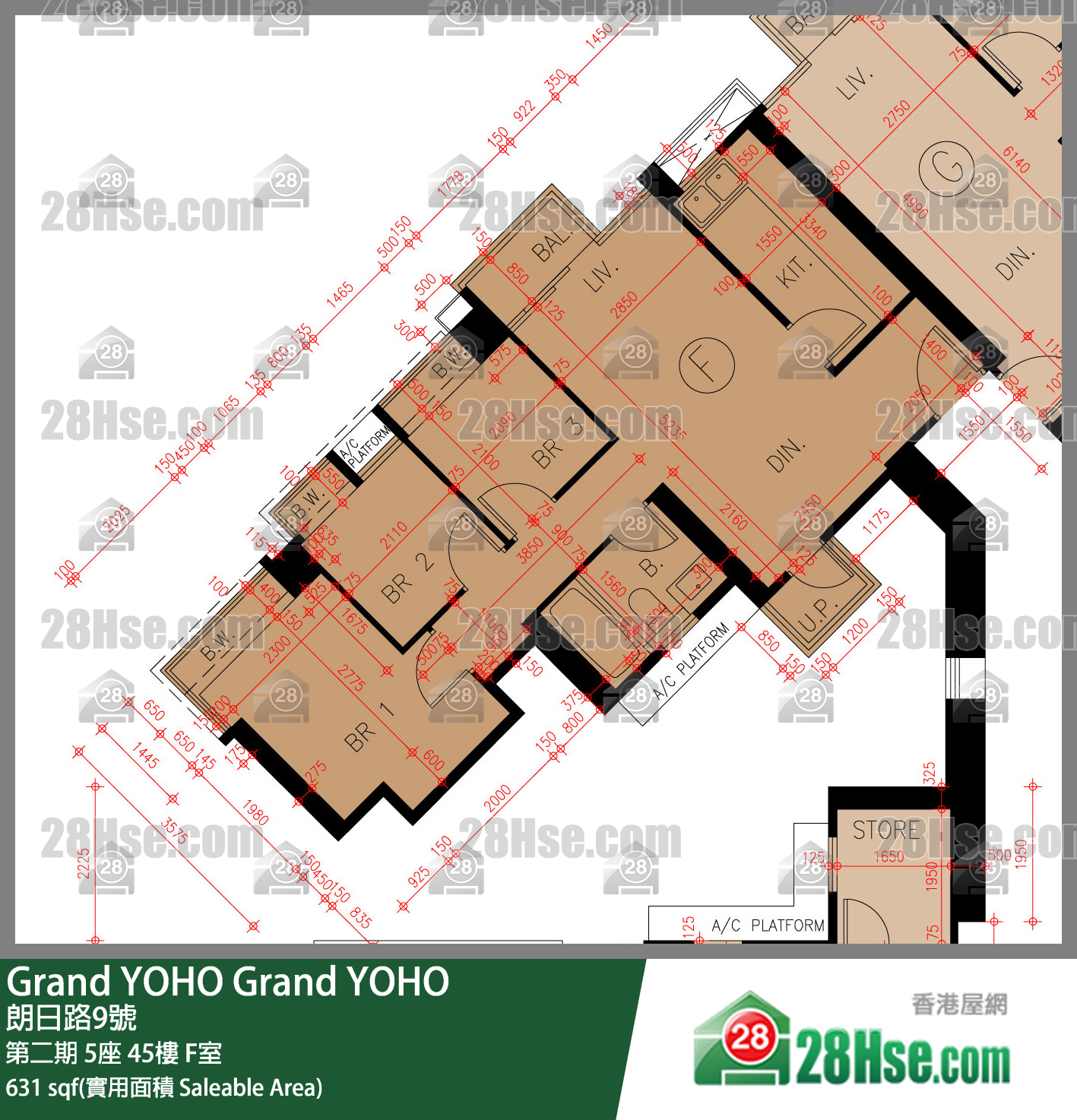 Grand YOHO 第二期5座45楼 F室 平面图