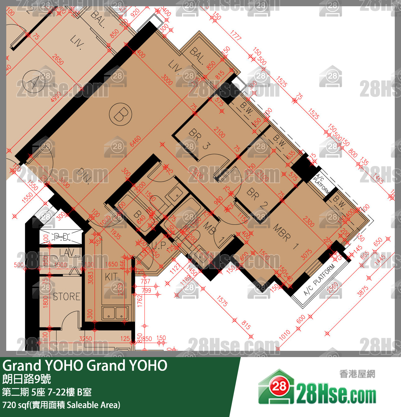 Grand YOHO 第二期 5座 22楼 B室 平面图