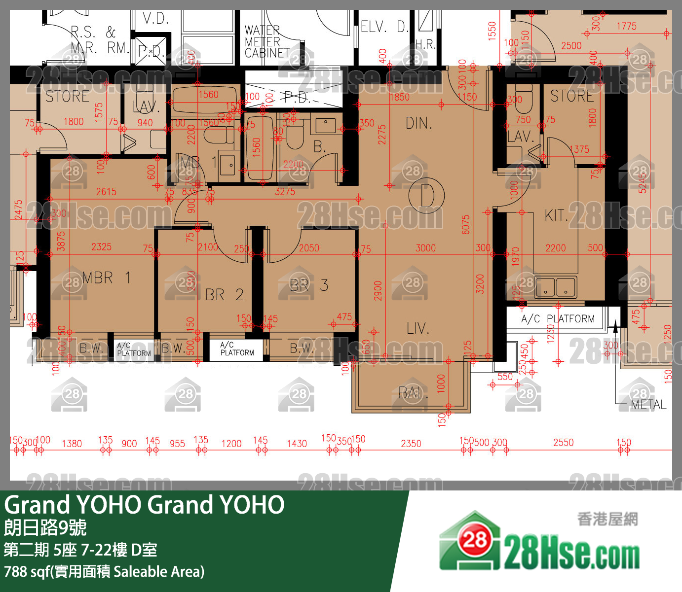 Grand YOHO 第二期 5座 22楼 D室 平面图