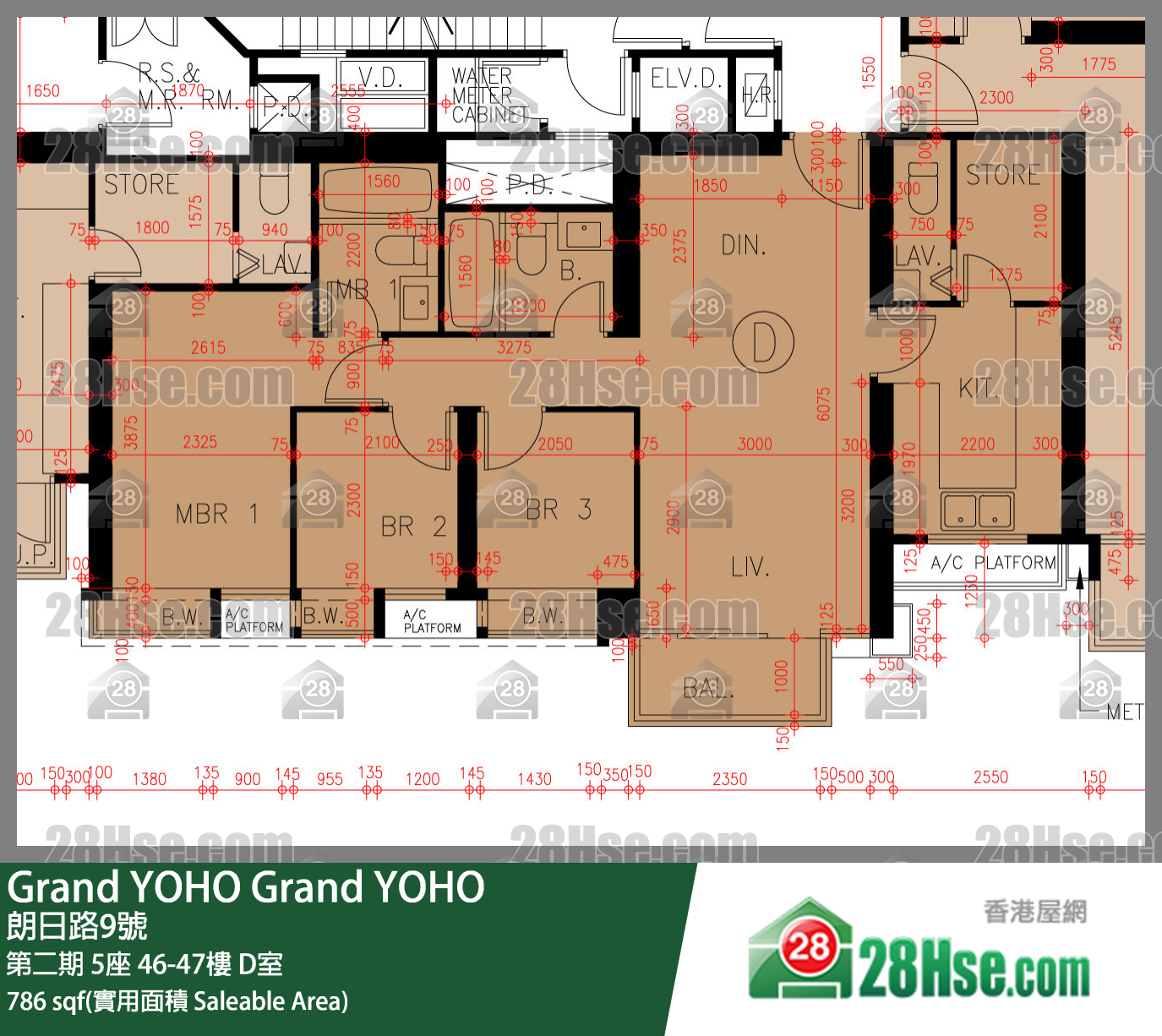 Grand YOHO 第二期5座46楼 D室 平面图