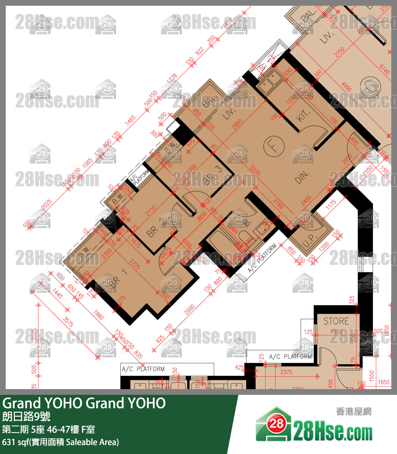 Grand YOHO 第二期5座46楼 F室 平面图