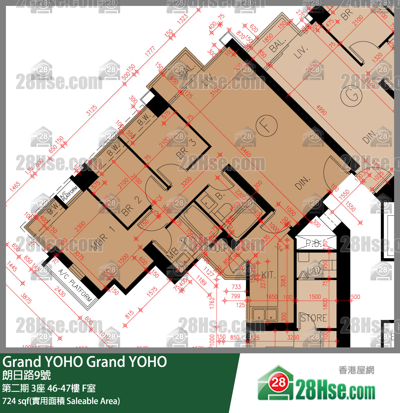 Grand YOHO 第二期3座47楼 F室 平面图