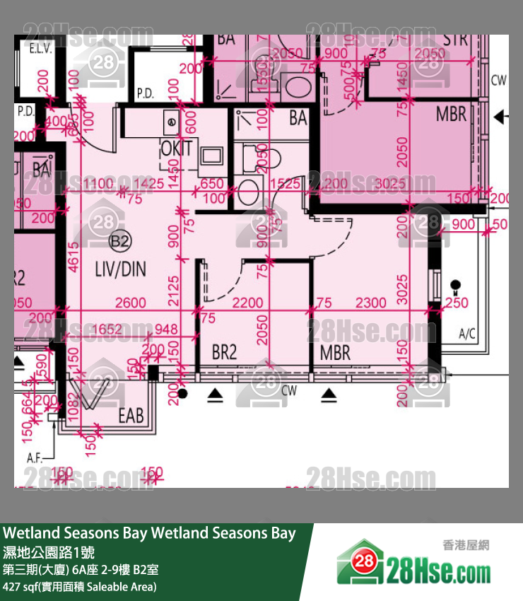 Wetland Seasons Bay 第三期(大廈) 6A座 9樓 B2室 平面圖