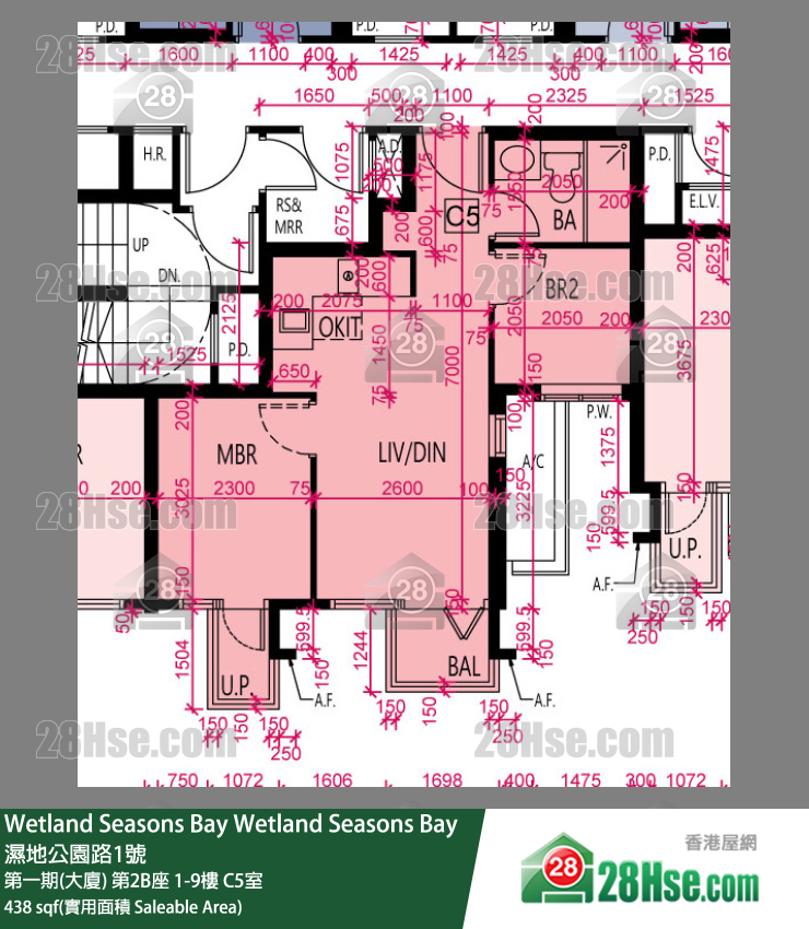 Wetland Seasons Bay 第一期(大廈) 第2B座 7樓 C5室 平面圖