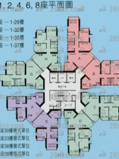 第5期(麗湖居) 8座 1-37樓 平面圖