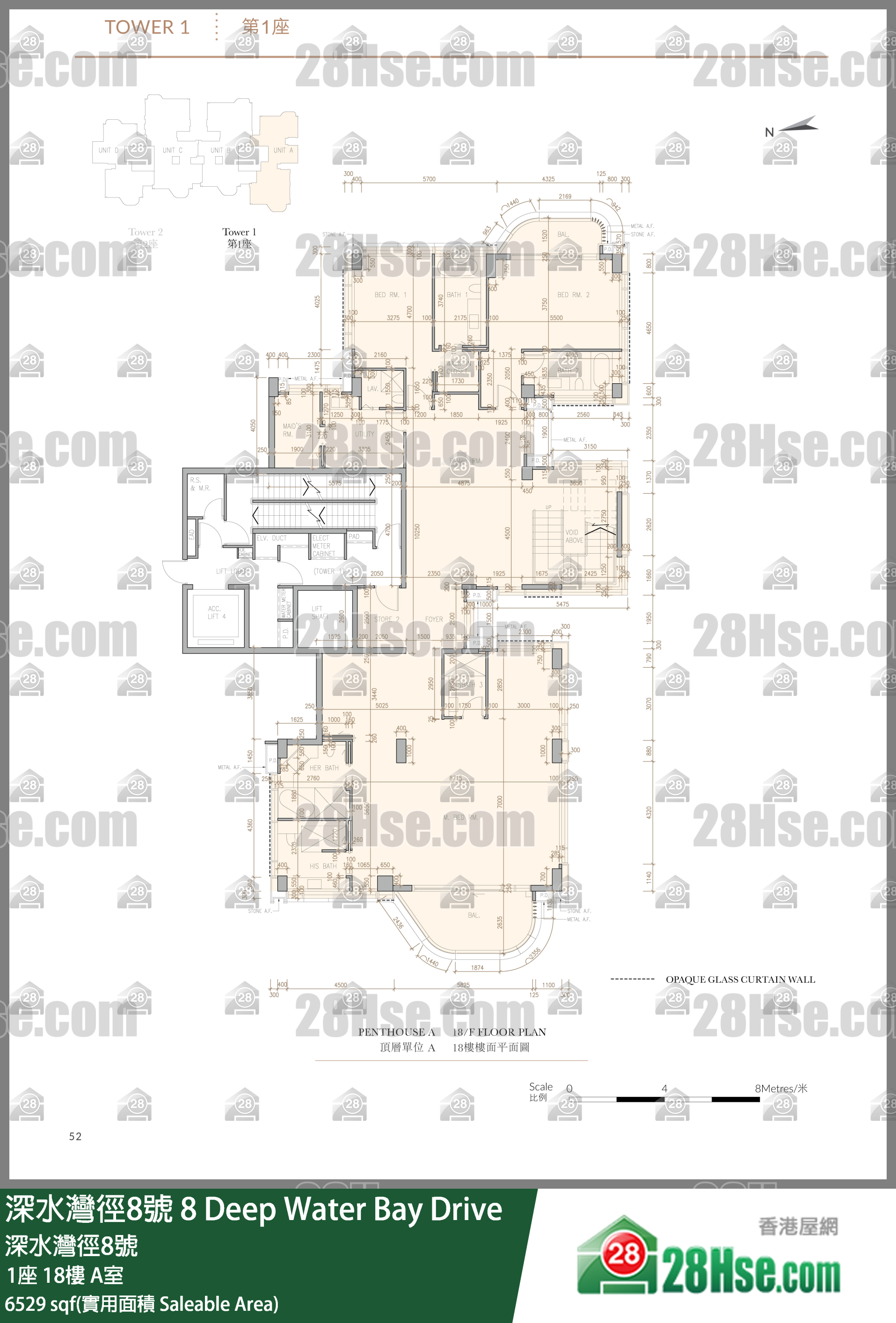 8 Deep Water Bay Drive,  Flat A, 18/f, Tower 1, Building FloorPlan