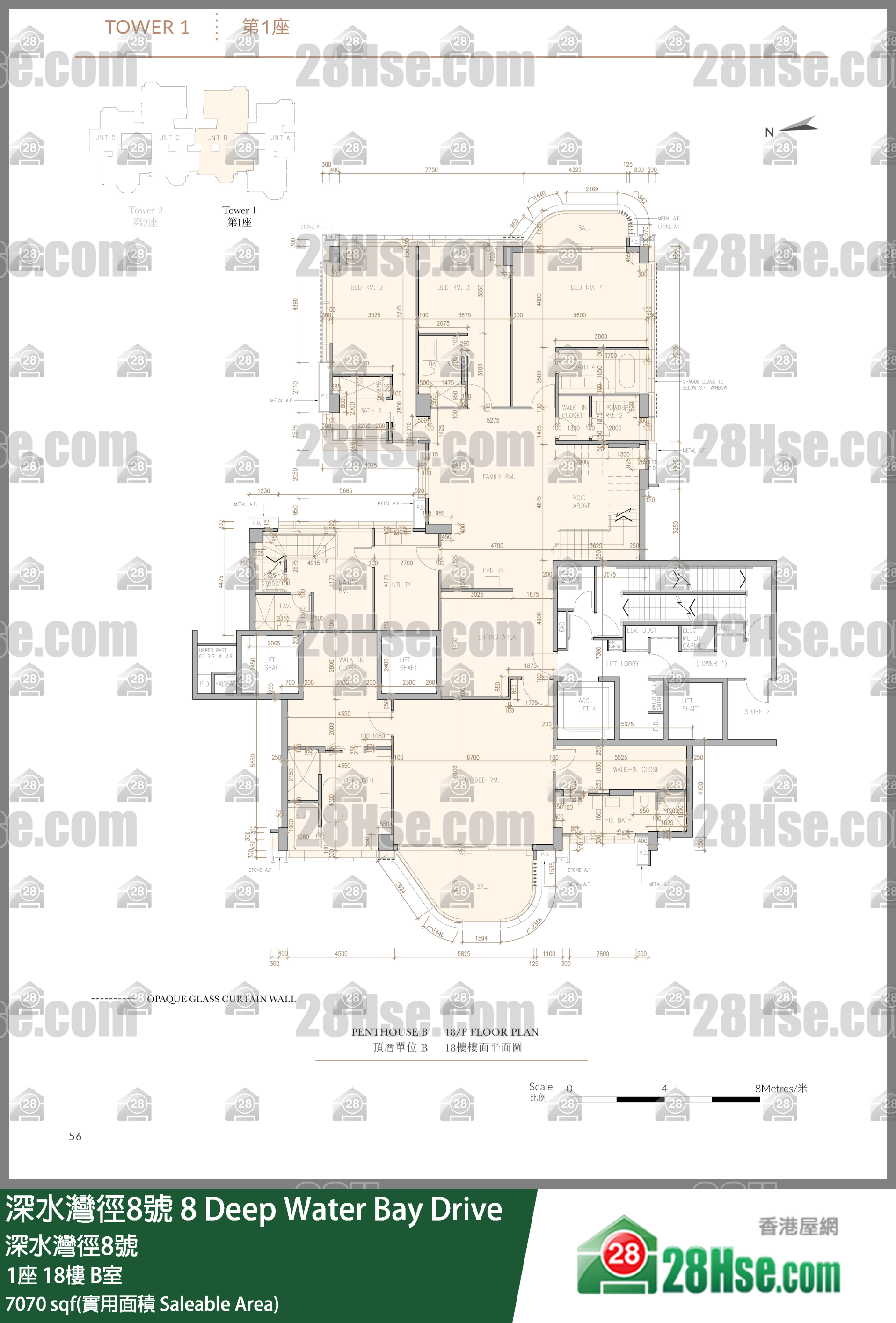 8 Deep Water Bay Drive,  Flat B, 18/f, Tower 1, Building FloorPlan