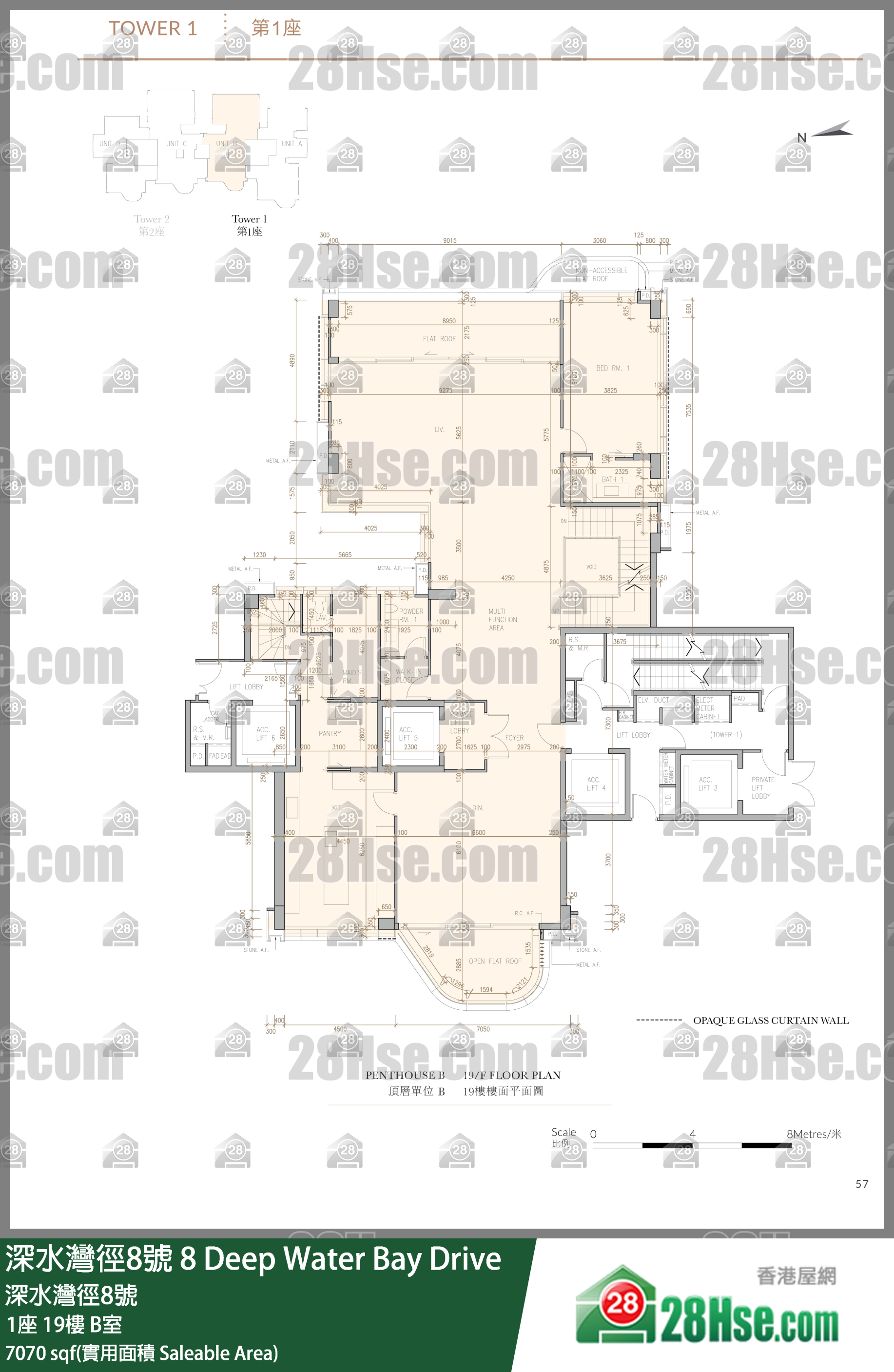 8 Deep Water Bay Drive,  Flat B, 19/f, Tower 1, Building FloorPlan