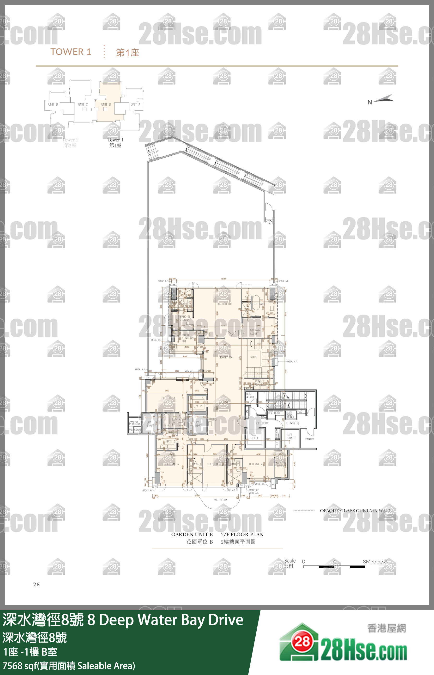 8 Deep Water Bay Drive,  Flat B, -1/f, Tower 1, Building FloorPlan