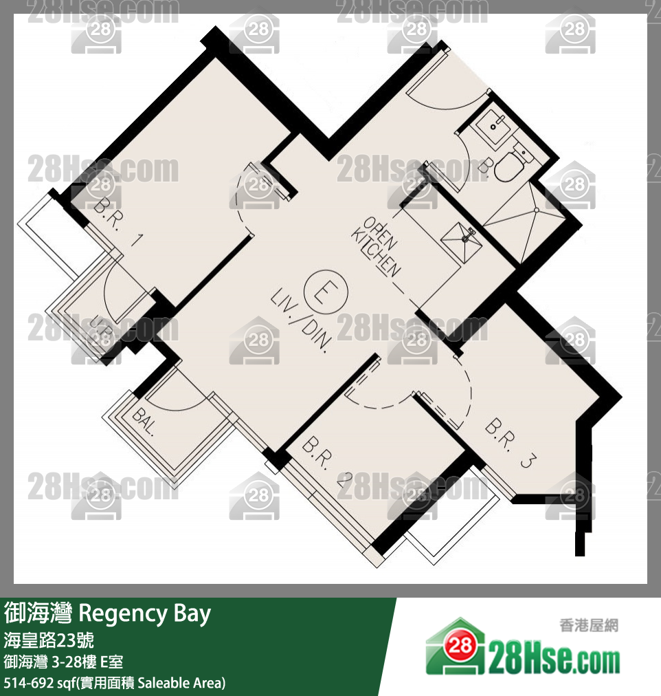 Regency Bay, Flat E, 26/F, Tower 2 FloorPlan