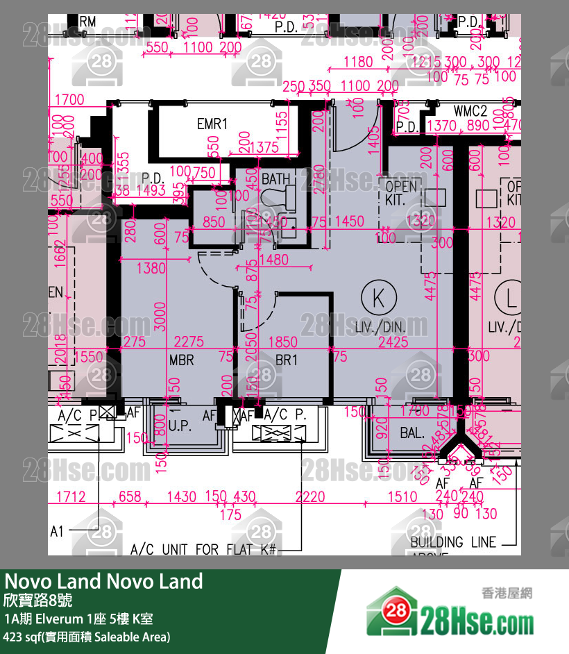 Novo Land, Flat K, 5/F, Elverum Tower 1 FloorPlan