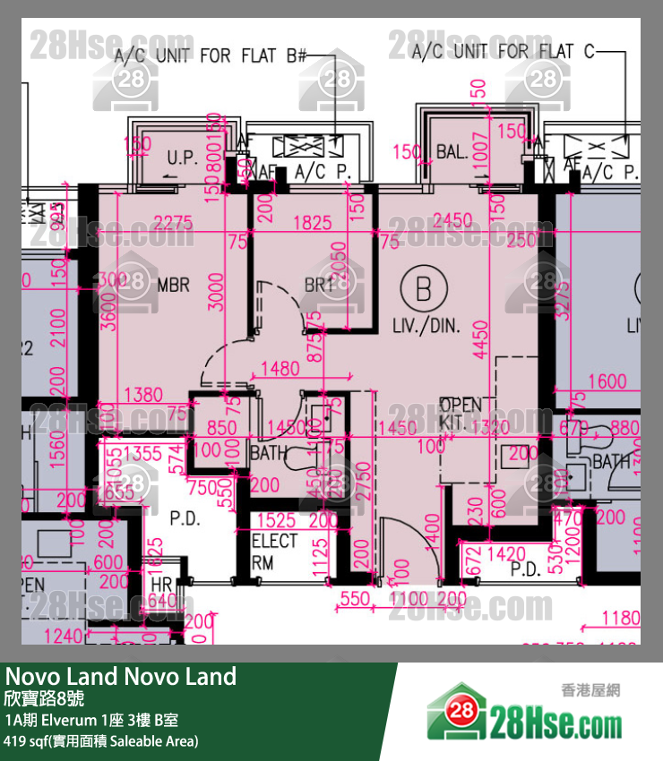 Novo Land, Flat B, 3/F, Elverum Tower 1 FloorPlan