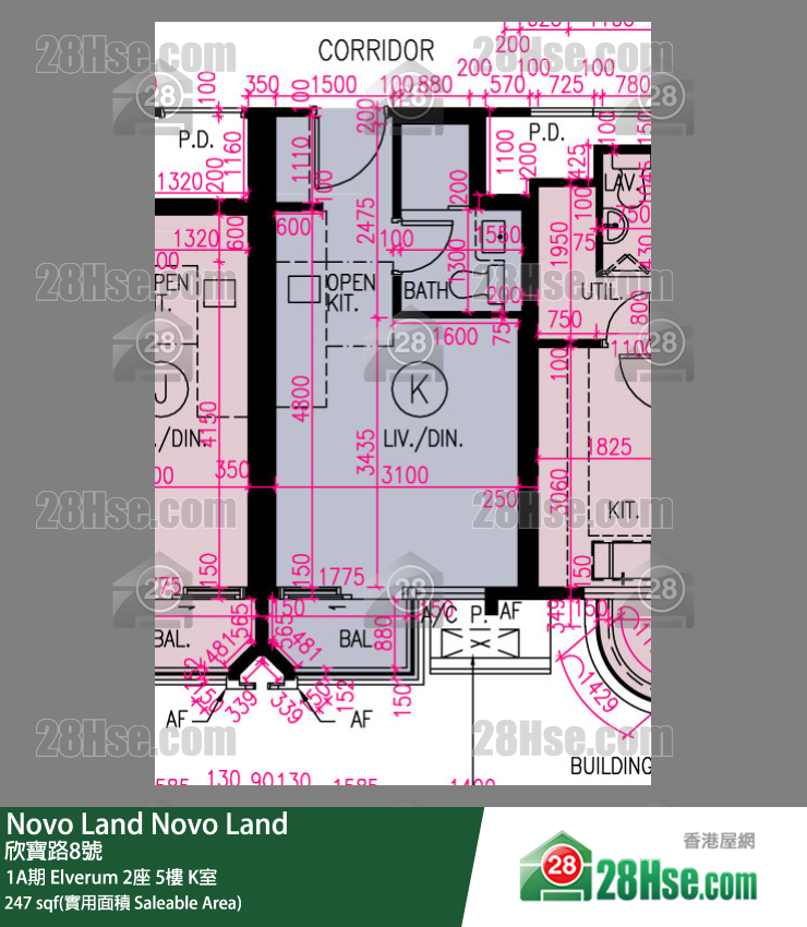 Novo Land, Flat K, 5/F, Elverum Tower 2 FloorPlan