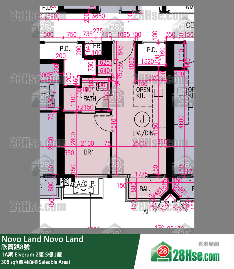 Novo Land, Flat J, 5/F, Elverum Tower 2 FloorPlan