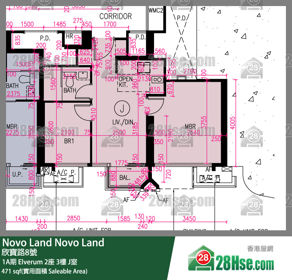 Novo Land, Flat J, 3/F, Elverum Tower 2 FloorPlan