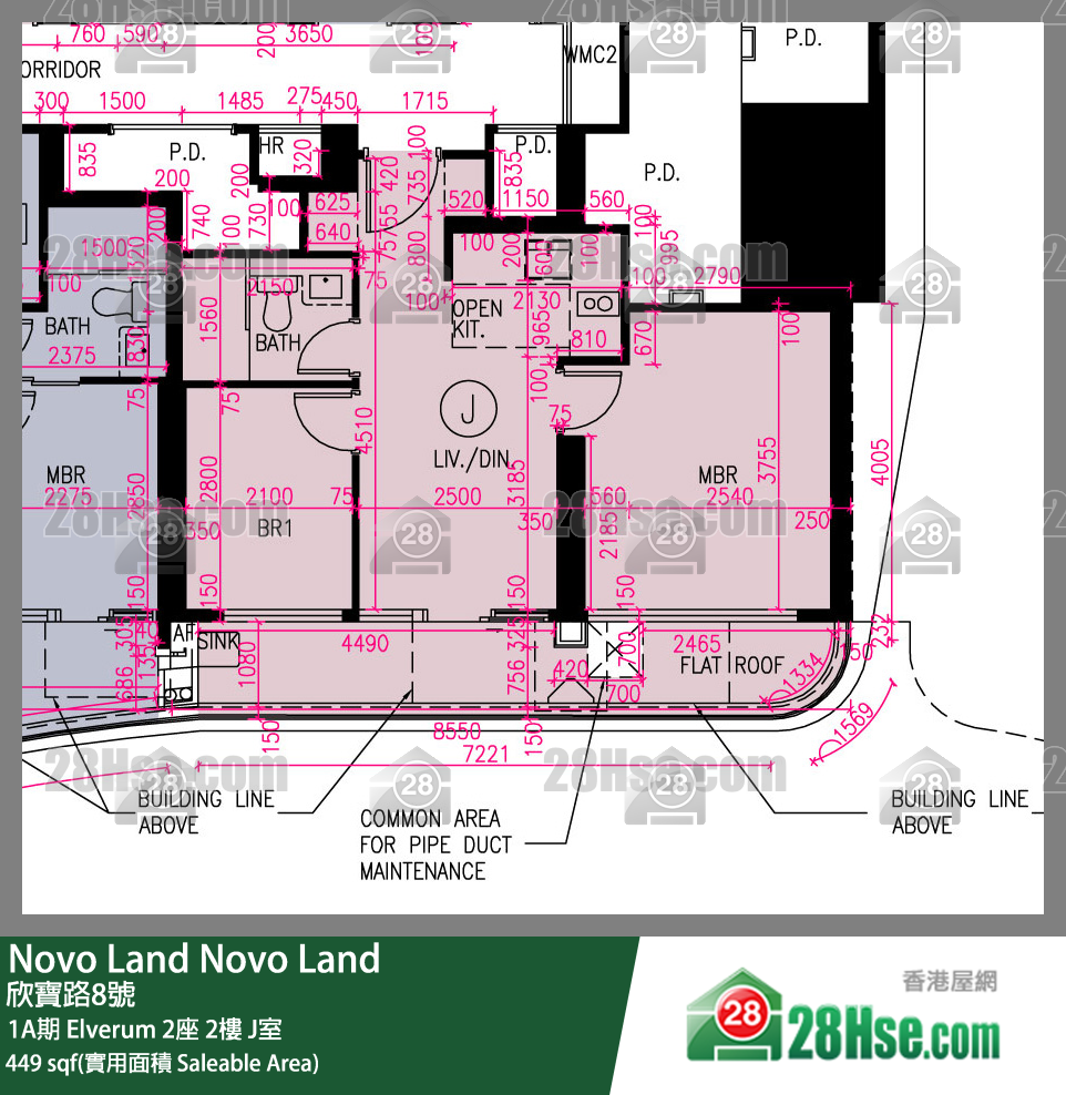 Novo Land, Flat J, 2/F, Elverum Tower 2 FloorPlan