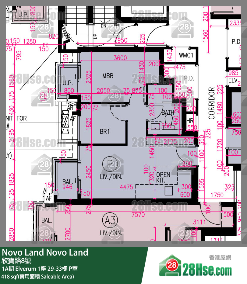Novo Land, Flat P, 33/F, Elverum Tower 1 FloorPlan