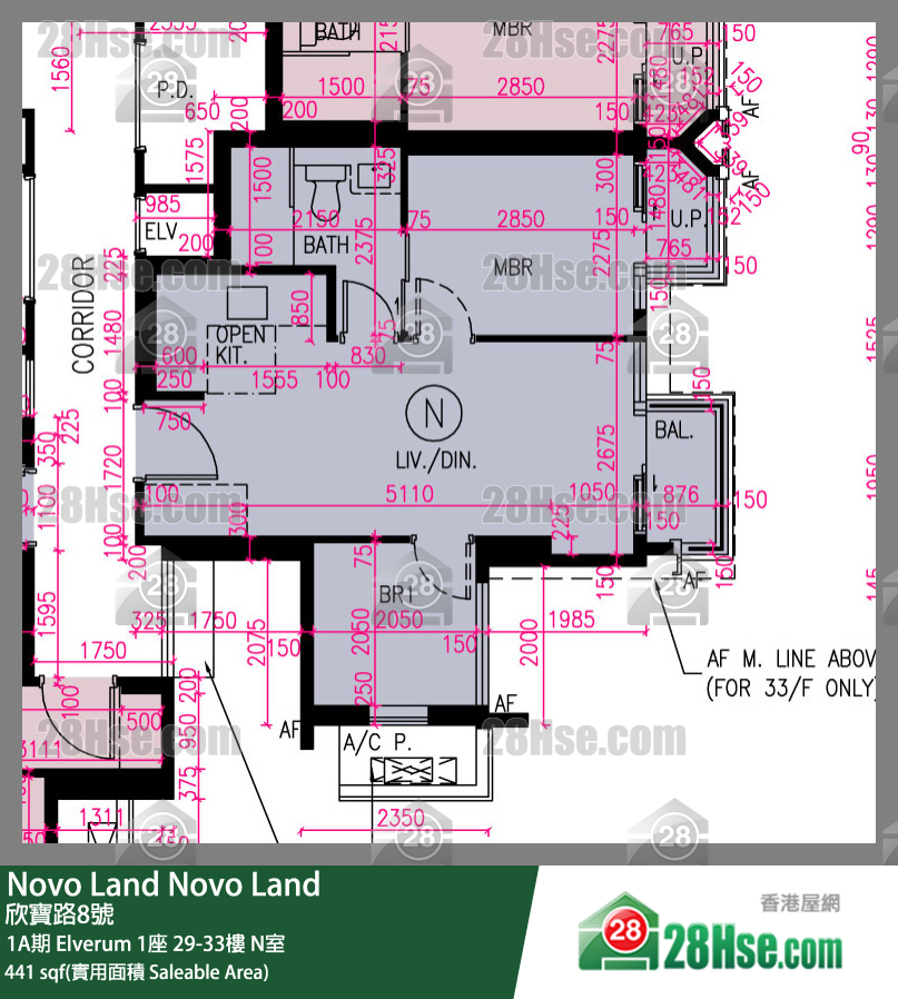 Novo Land, Flat N, 32/F, Elverum Tower 1 FloorPlan