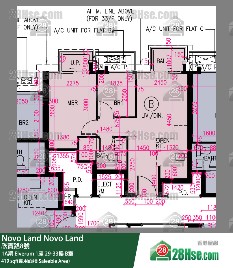 Novo Land, Flat B, 29/F, Elverum Tower 1 FloorPlan
