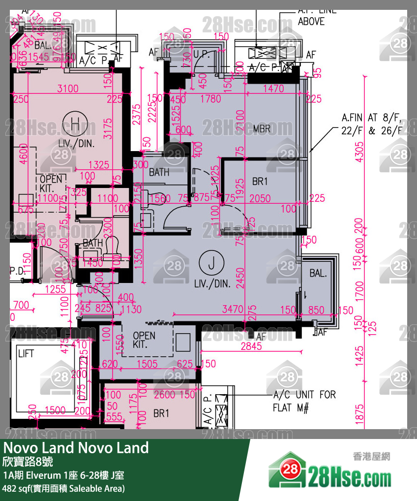 Novo Land, Flat J, 10/F, Elverum Tower 1 FloorPlan