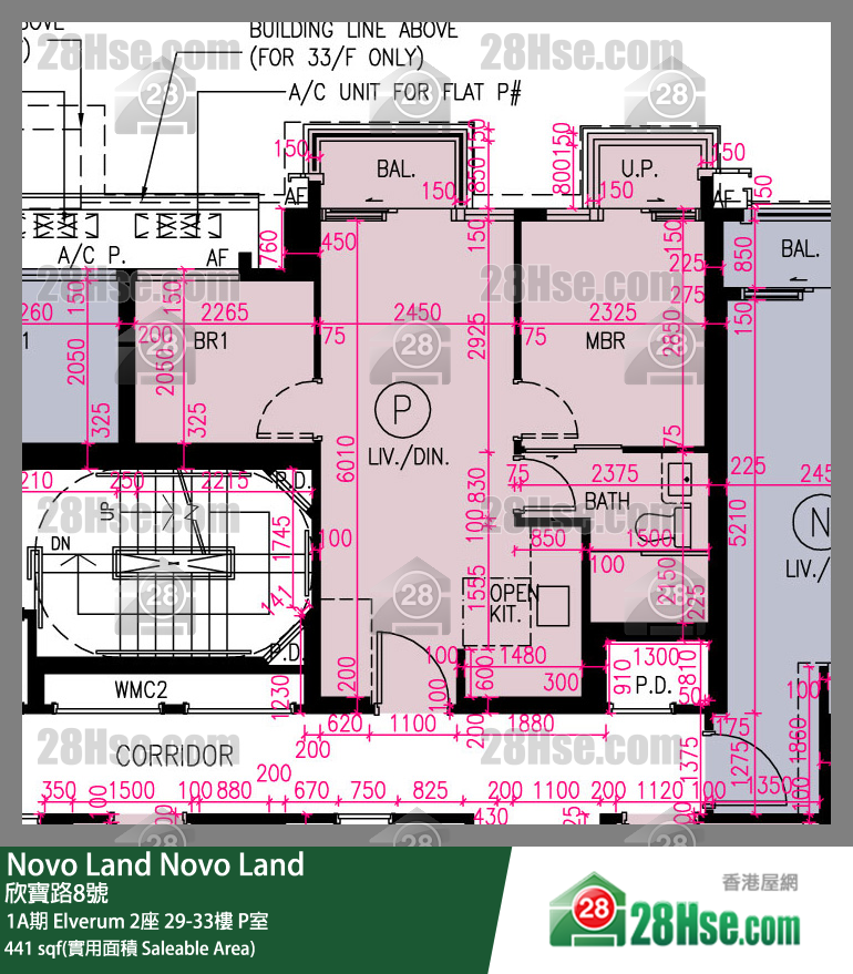 Novo Land, Flat P, 32/F, Elverum Tower 2 FloorPlan
