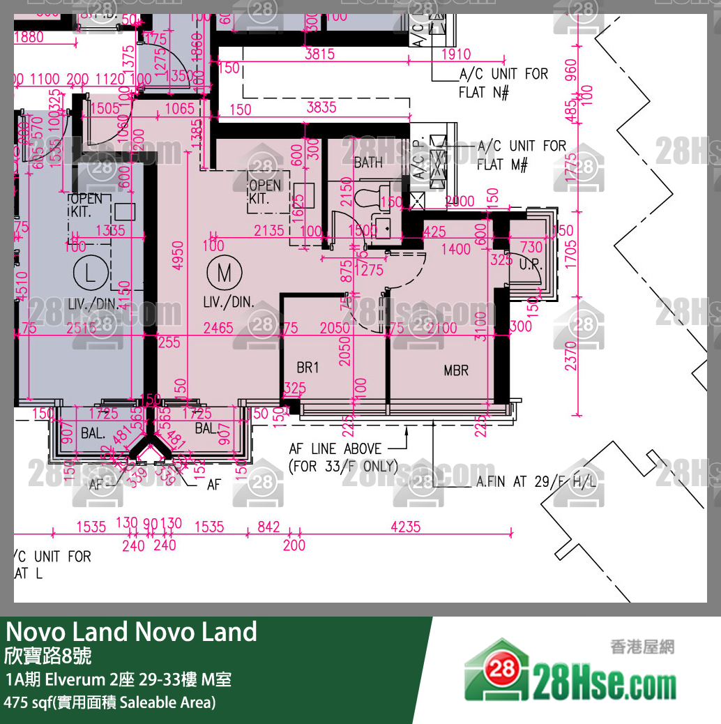 Novo Land, Flat M, 29/F, Elverum Tower 2 FloorPlan