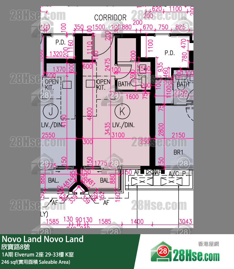 Novo Land, Flat K, 31/F, Elverum Tower 2 FloorPlan