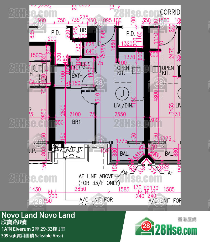 Novo Land, Flat J, 33/F, Elverum Tower 2 FloorPlan