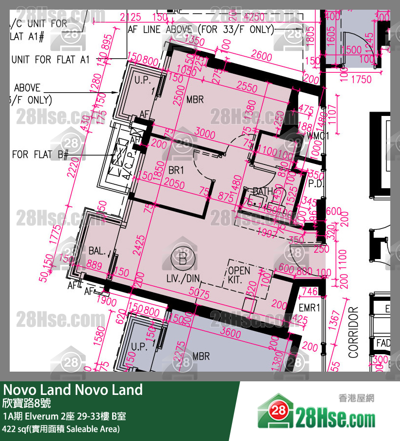 Novo Land, Flat B, 32/F, Elverum Tower 2 FloorPlan