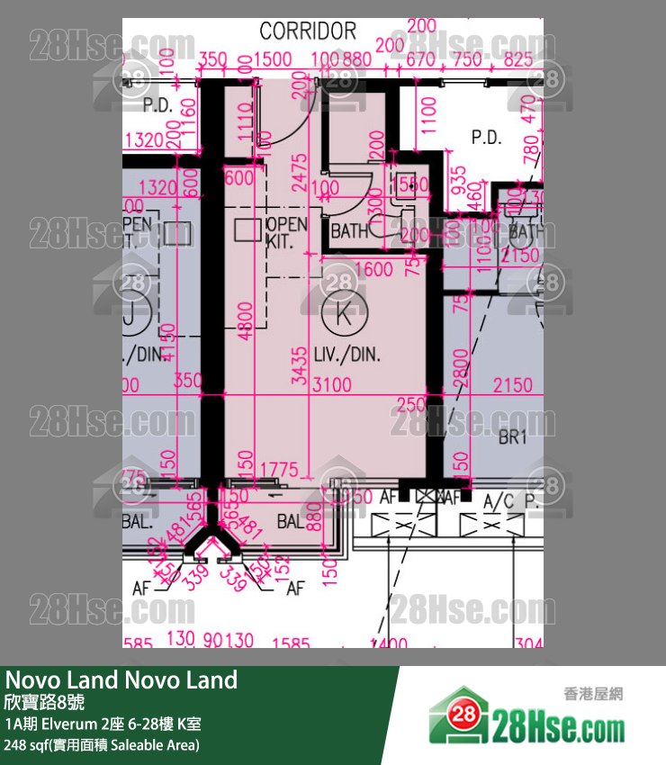 Novo Land,  Flat K, 19/f, Elverum Tower 2, Phase 1a FloorPlan