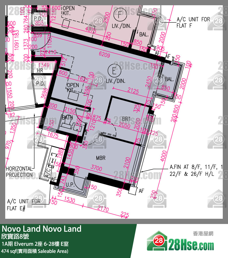 Novo Land, Flat E, 28/F, Elverum Tower 2 FloorPlan