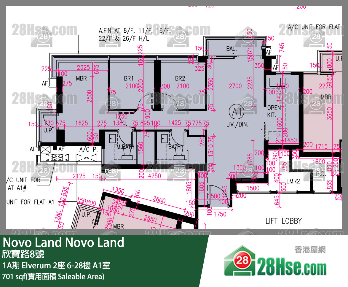 Novo Land, Flat A1, 28/F, Elverum Tower 2 FloorPlan