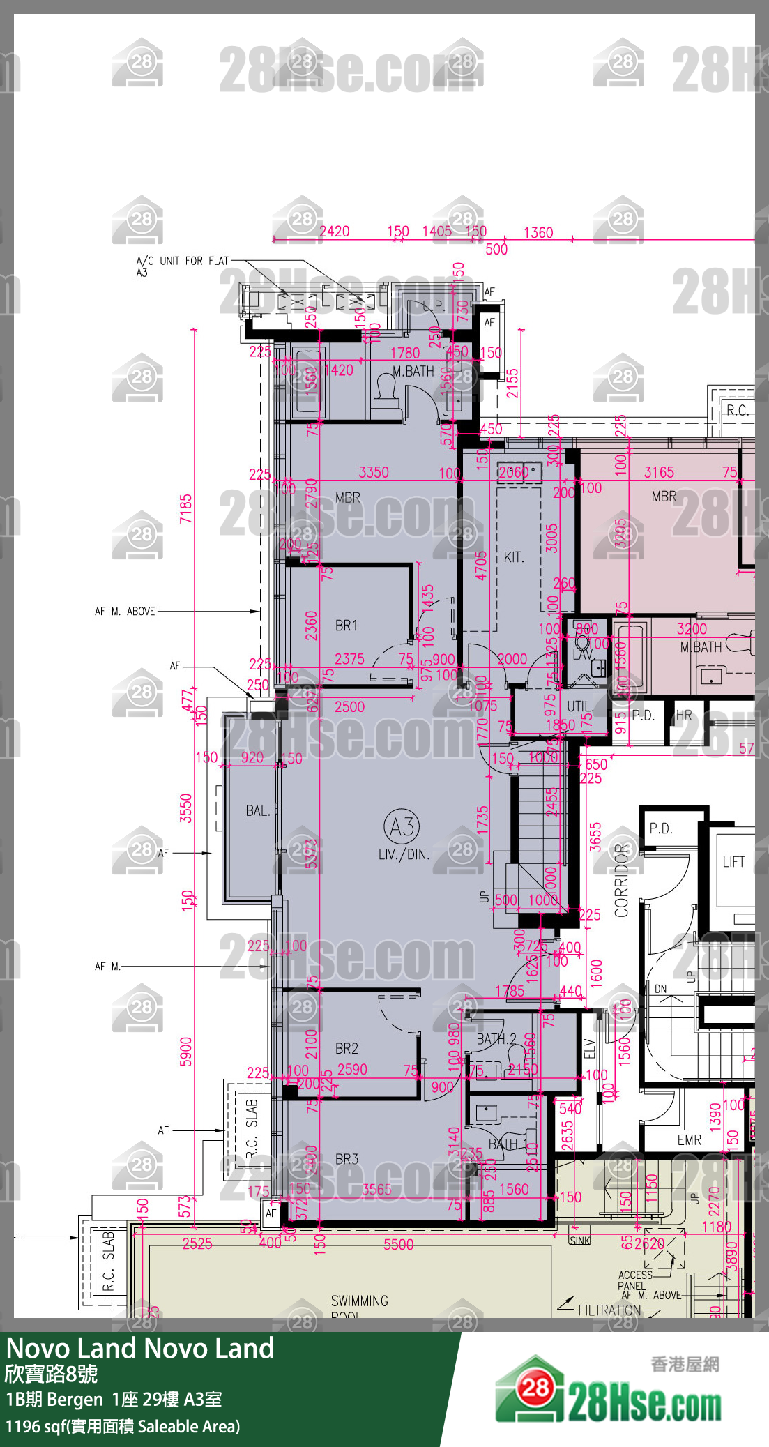 Novo Land,  Flat A3, 29/f, Bergen Tower 1, Phase 1b FloorPlan