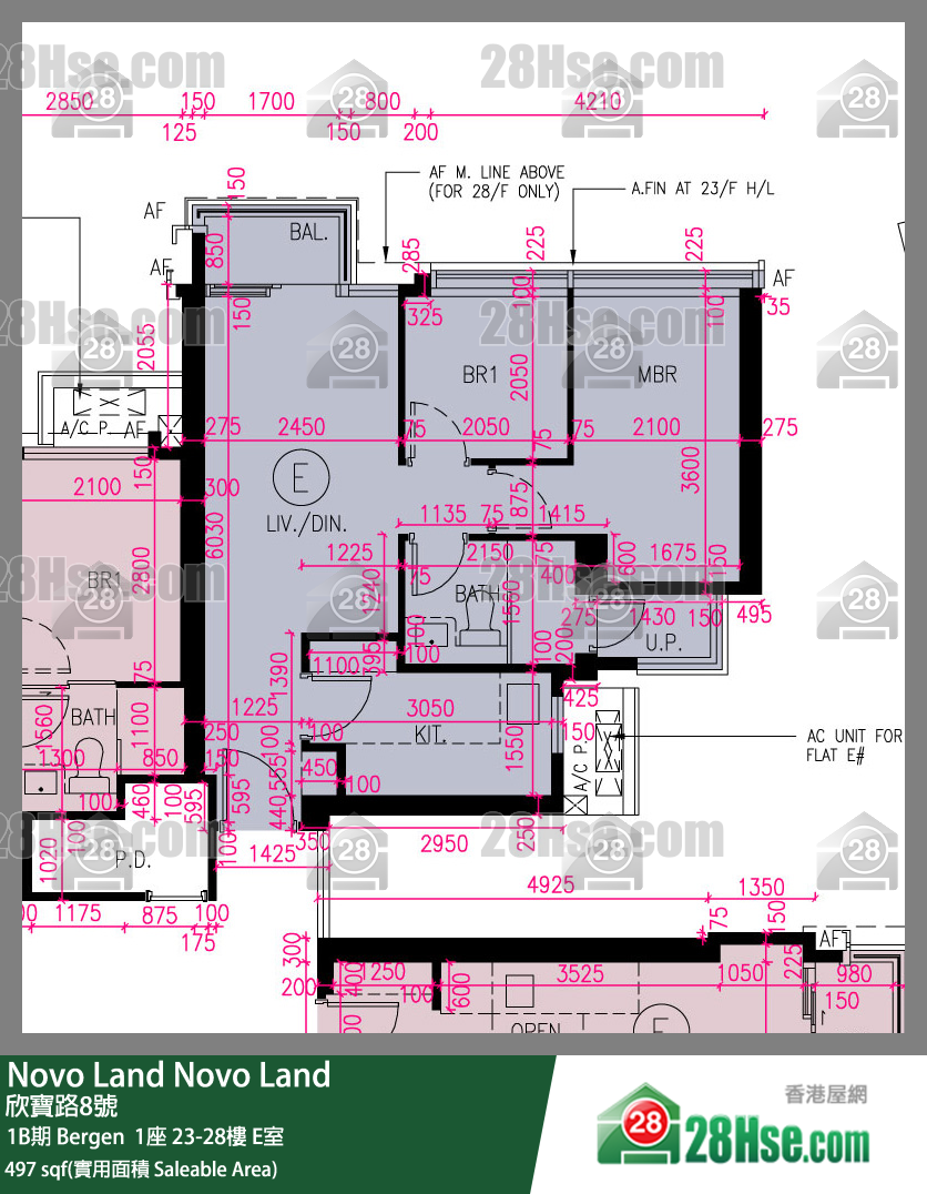 Novo Land, Flat E, 28/F, Bergen Tower 1 FloorPlan