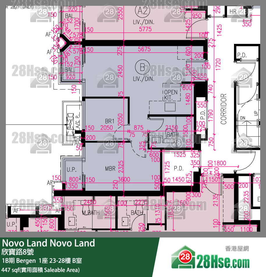 Novo Land, Flat B, 26/F, Bergen Tower 1 FloorPlan