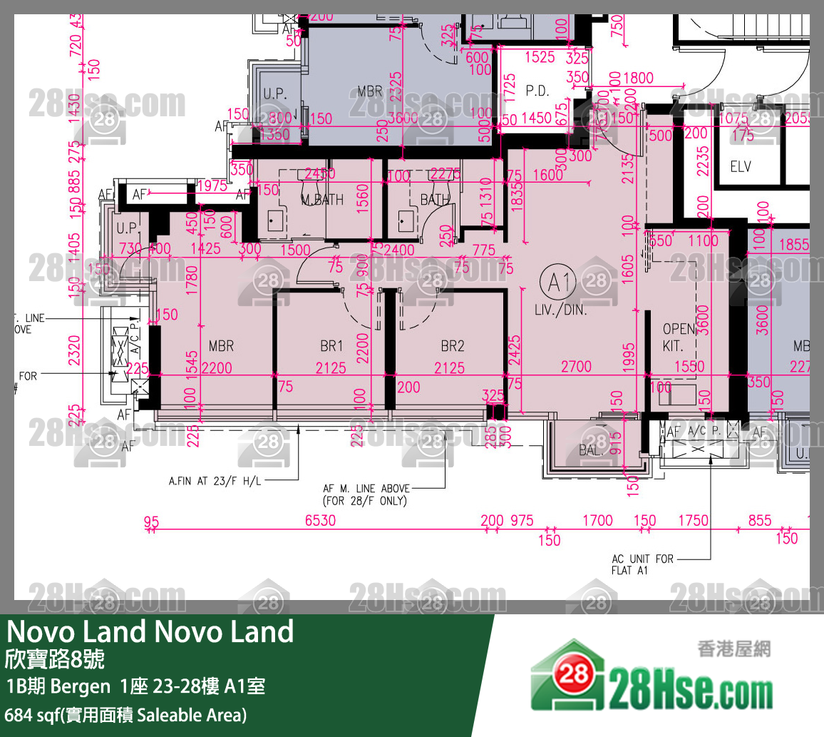 Novo Land,  Flat A1, 28/f, Bergen Tower 1, Phase 1b FloorPlan