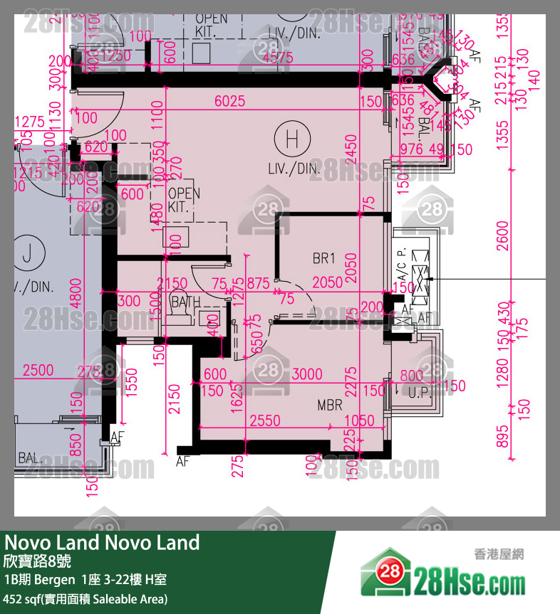 Novo Land, Flat H, 18/F, Bergen Tower 1 FloorPlan
