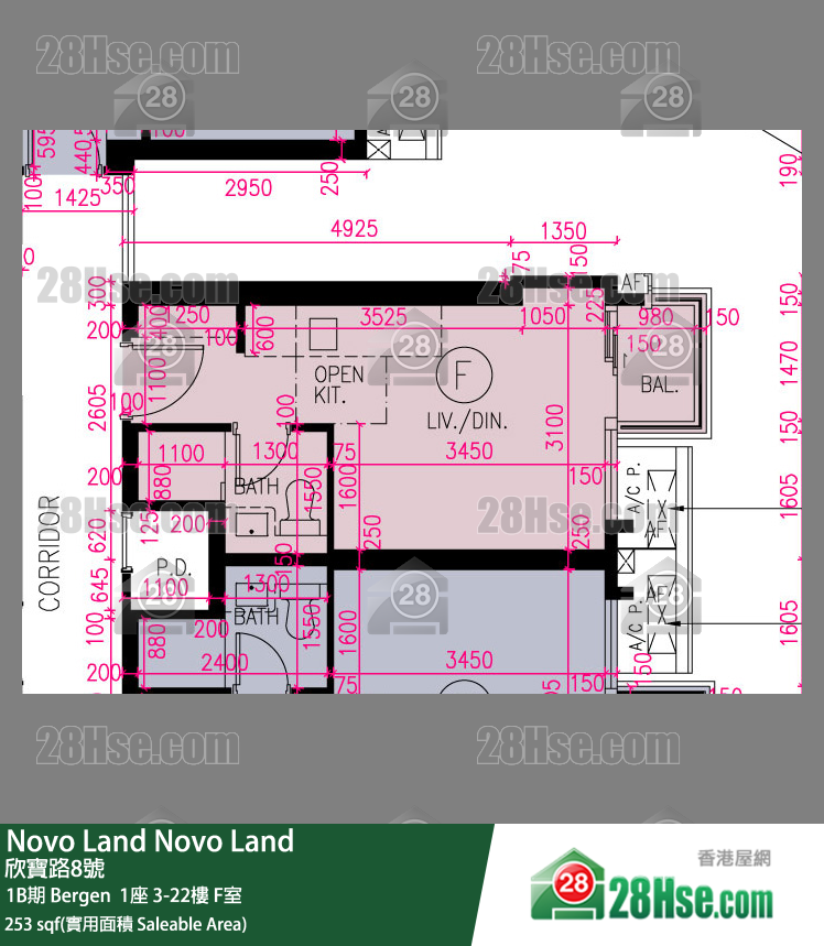 Novo Land, Flat F, 3/F, Bergen Tower 1 FloorPlan