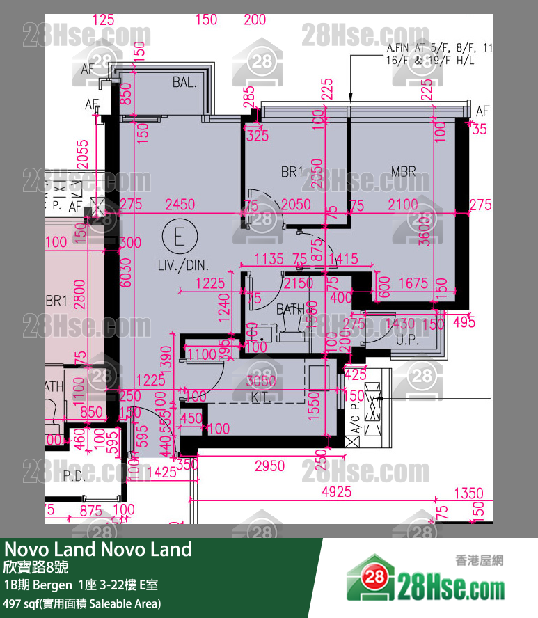 Novo Land, Flat E, 9/F, Bergen Tower 1 FloorPlan
