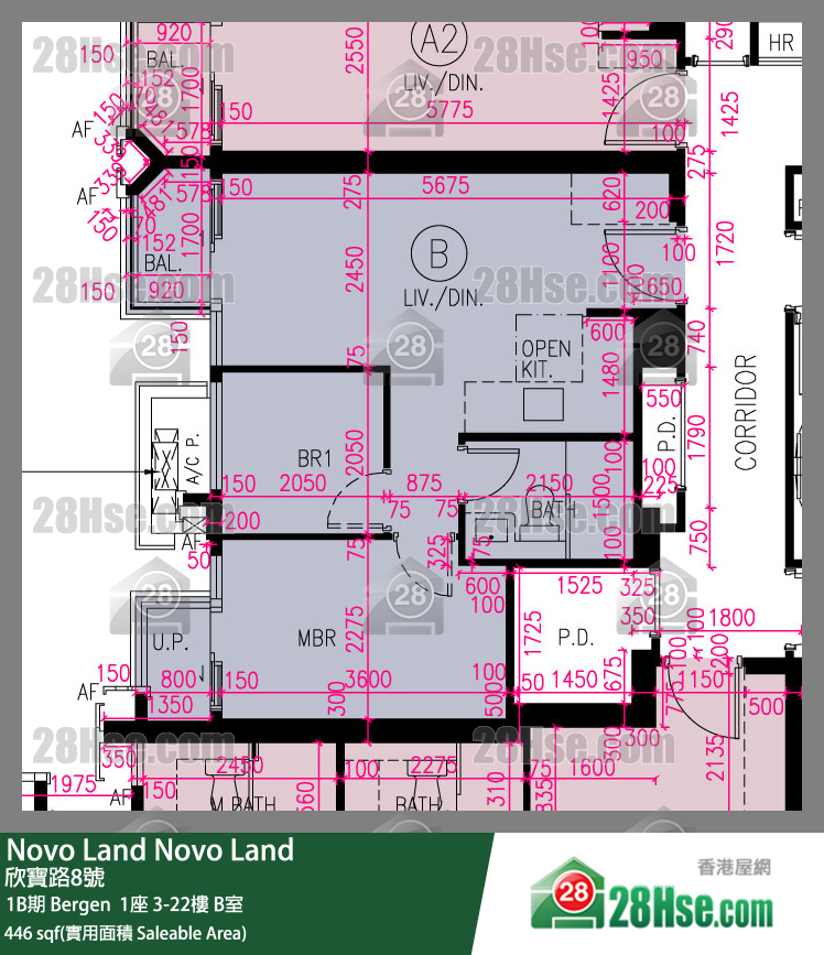 Novo Land, Flat B, 3/F, Bergen Tower 1 FloorPlan