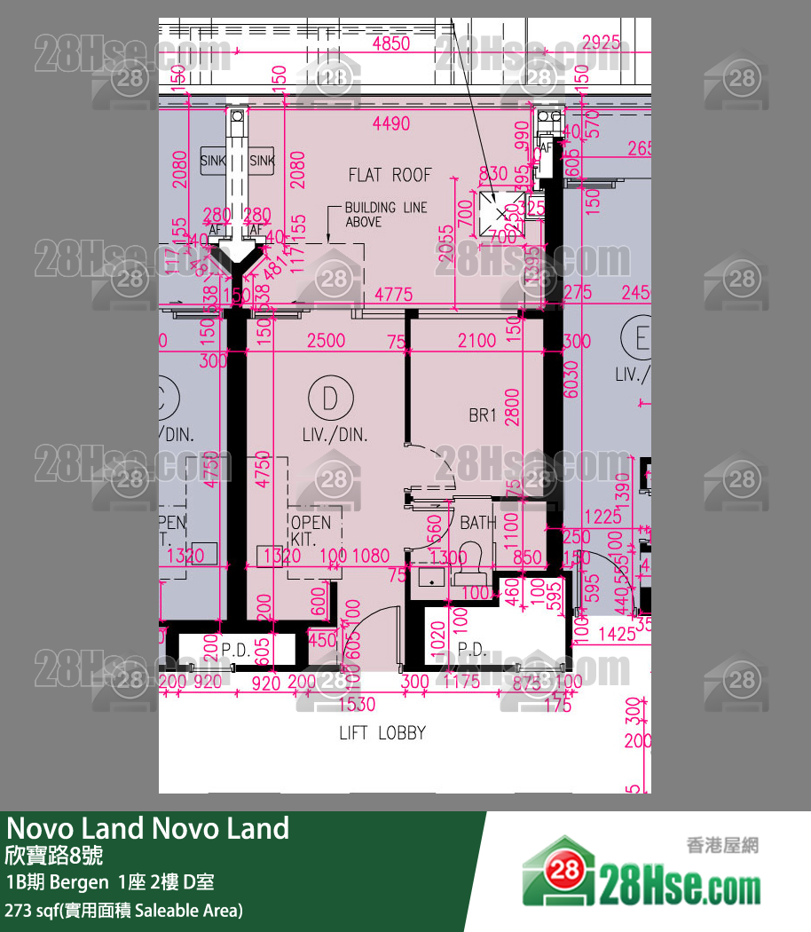 Novo Land, Flat D, 2/F, Bergen Tower 1 FloorPlan