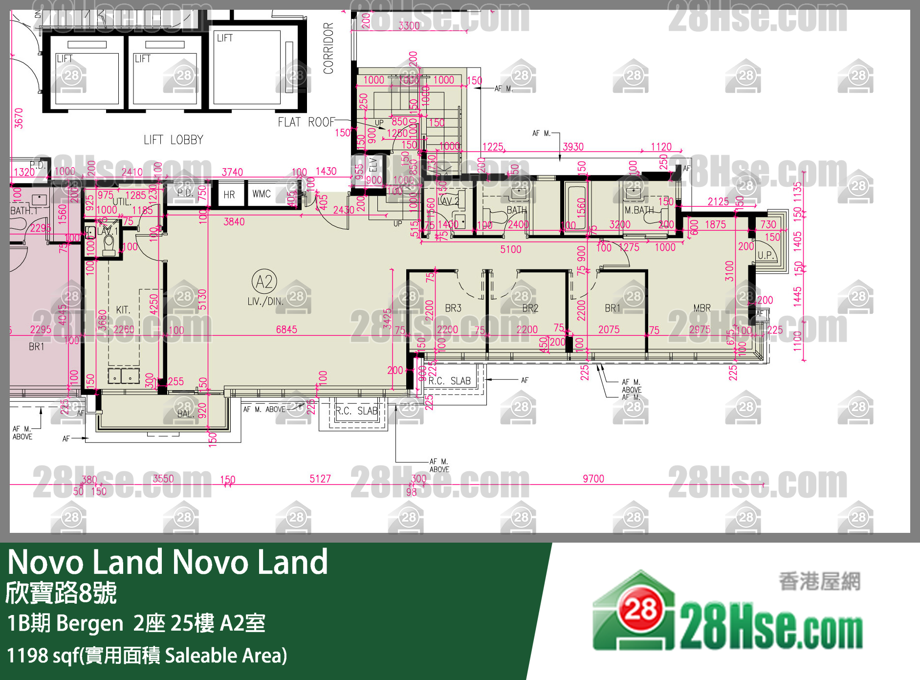 Novo Land,  Flat A2, 25/f, Bergen Tower 2, Phase 1b FloorPlan
