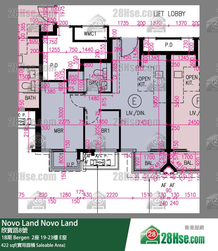 Novo Land, Flat E, 23/F, Bergen Tower 2 FloorPlan