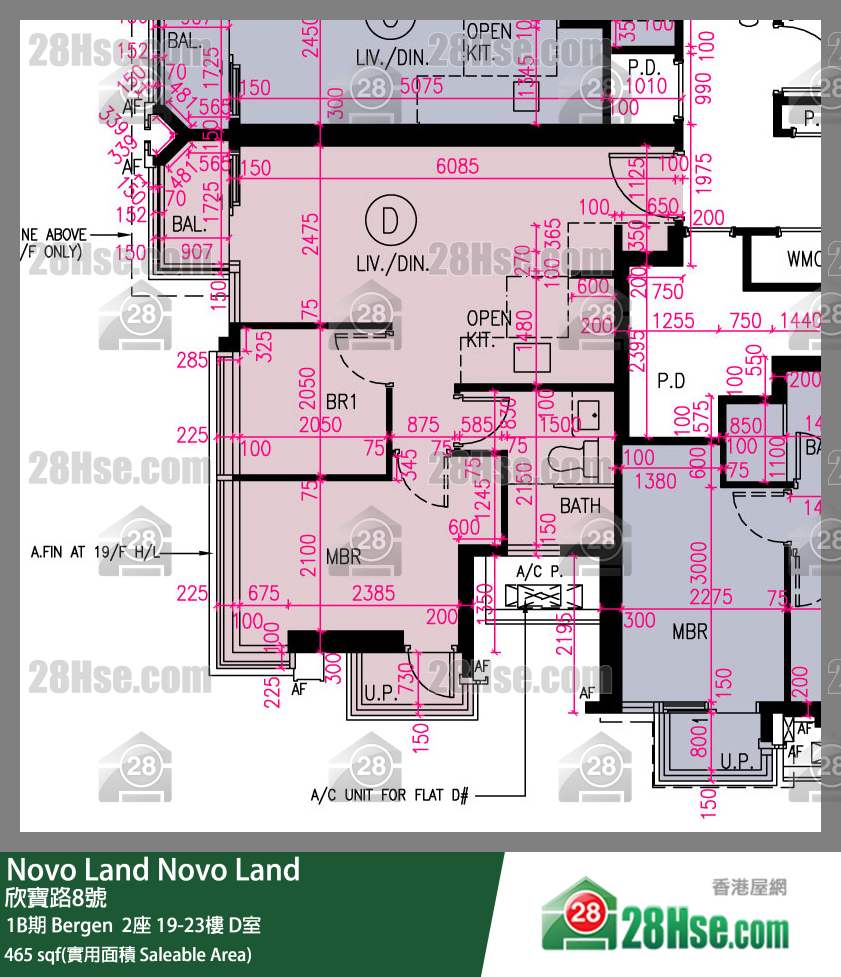 Novo Land, Flat D, 19/F, Bergen Tower 2 FloorPlan