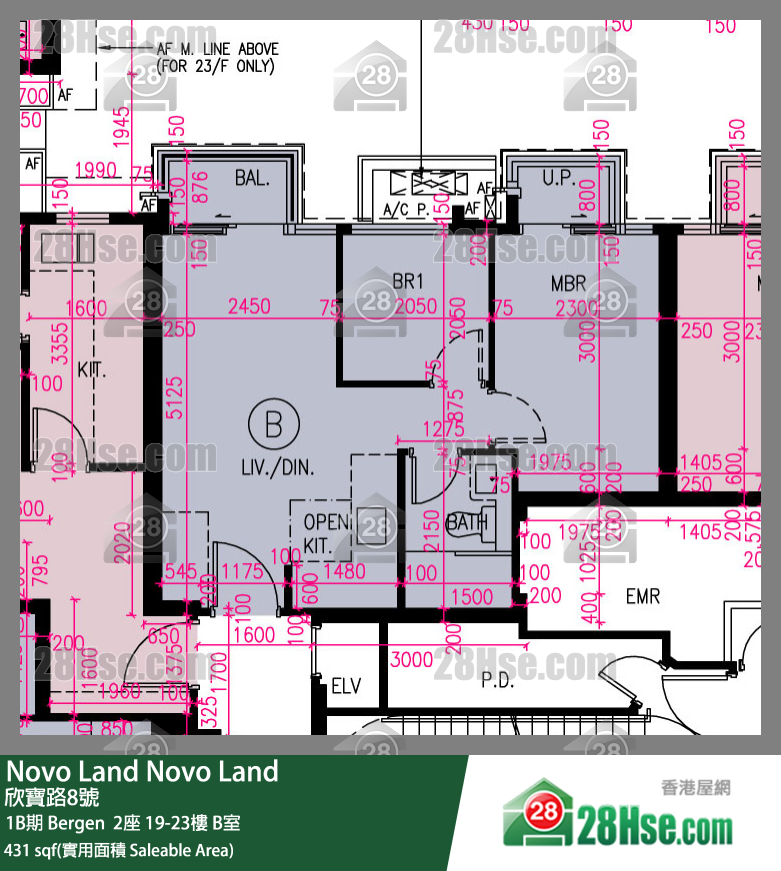 Novo Land, Flat B, 22/F, Bergen Tower 2 FloorPlan