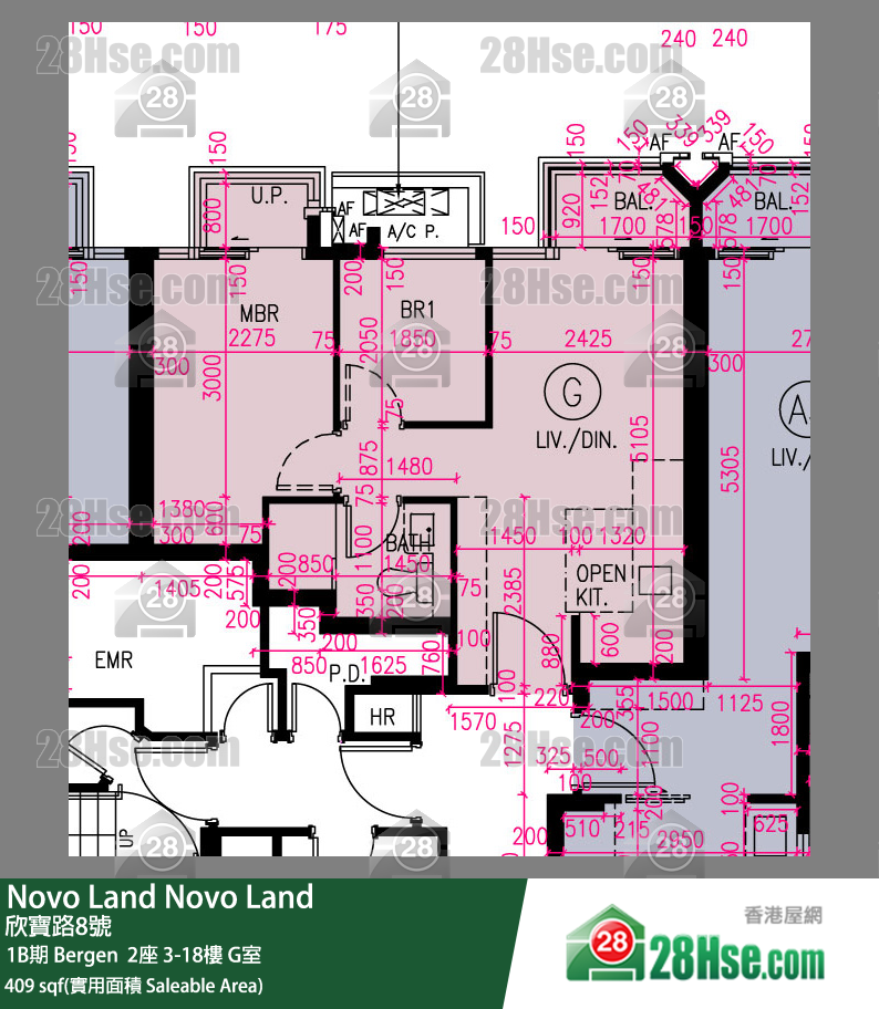 Novo Land, Flat G, 15/F, Bergen Tower 2 FloorPlan