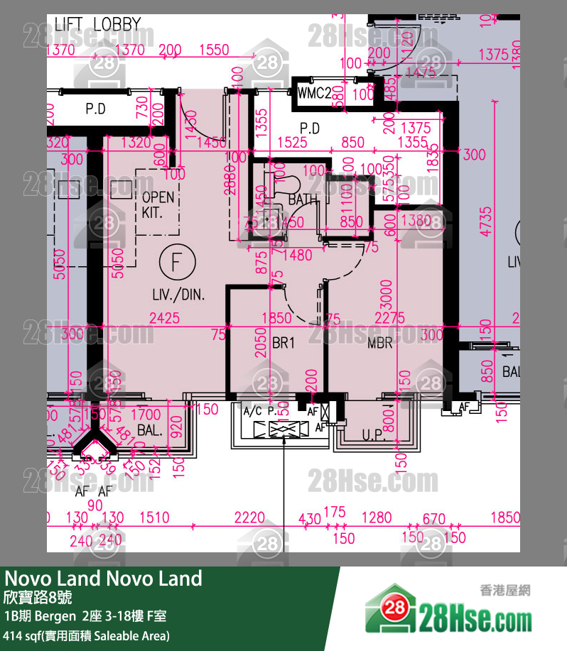 Novo Land, Flat F, 16/F, Bergen Tower 2 FloorPlan