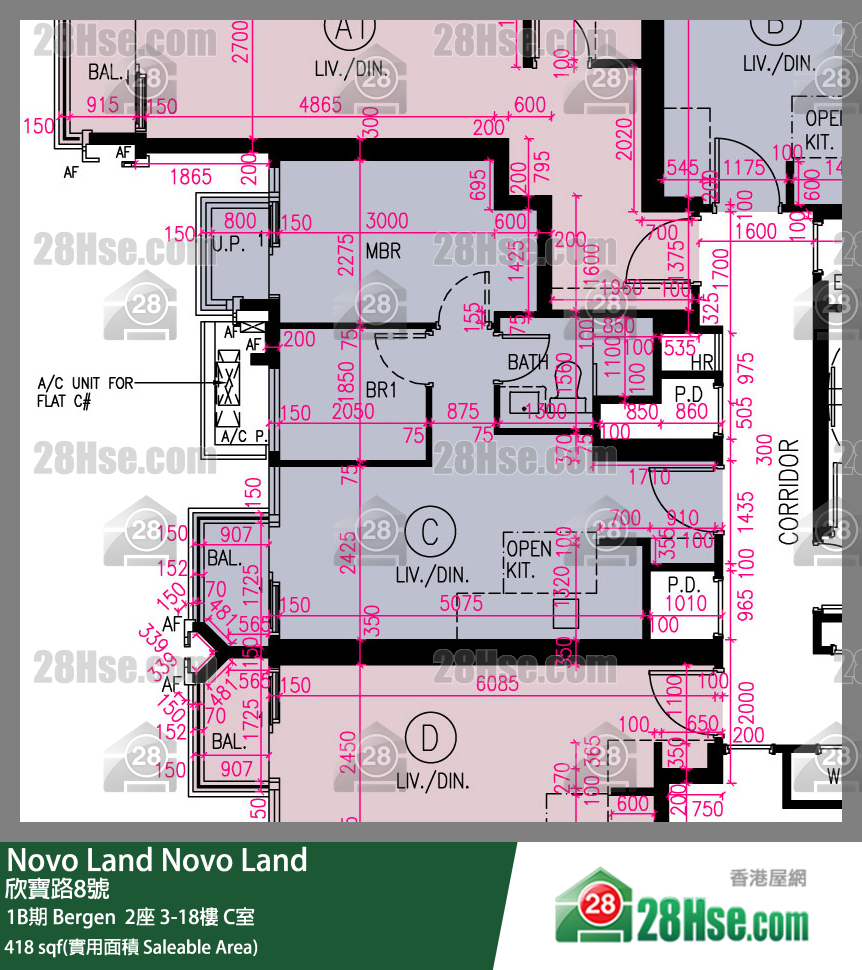 Novo Land, Flat C, 17/F, Bergen Tower 2 FloorPlan