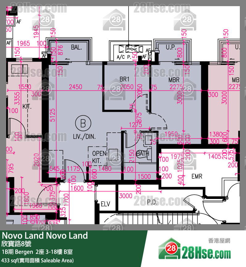 Novo Land, Flat B, 12/F, Bergen Tower 2 FloorPlan