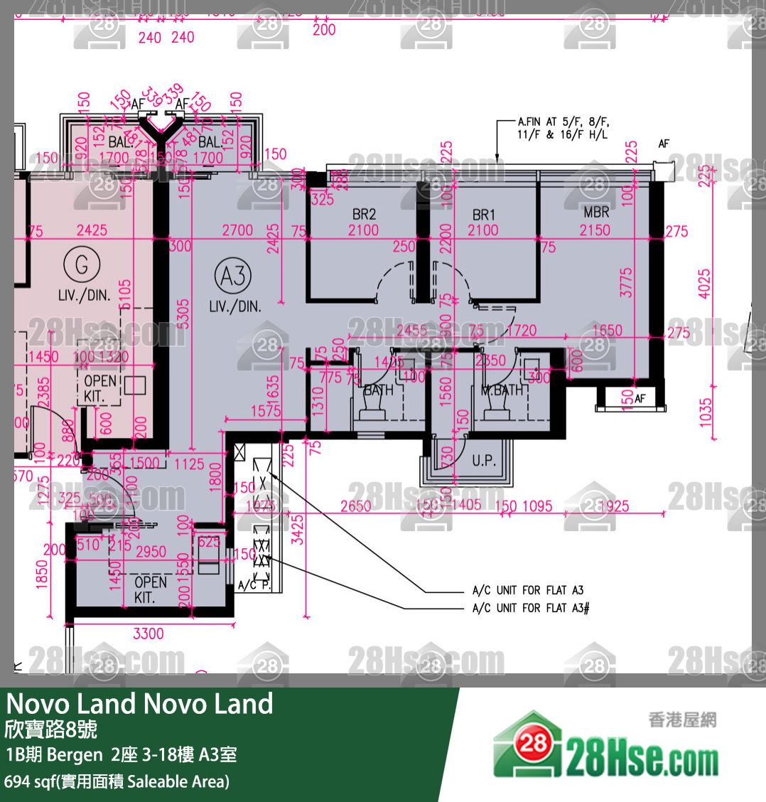 Novo Land, Flat A3, 16/F, Bergen Tower 2 FloorPlan
